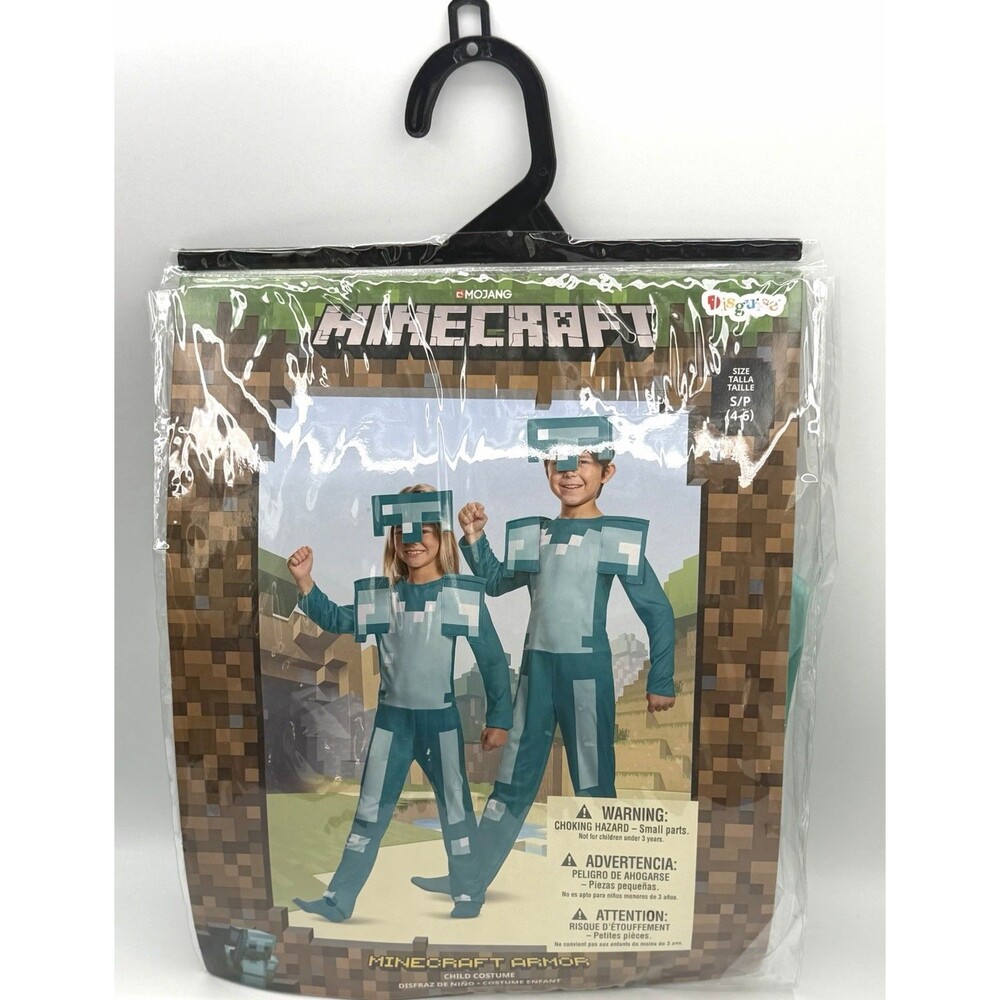 Disguise Minecraft Armor Child Costume Cosplay Size S 4-6 Jumpsuit Headpiece